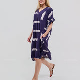 Robe Courte à Poches – Imprimé Tie-Dye Prune