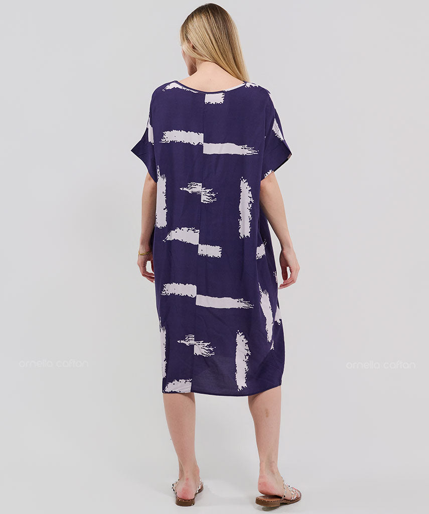 Robe Courte à Poches – Imprimé Tie-Dye Prune