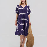 Robe Courte à Poches – Imprimé Tie-Dye Prune