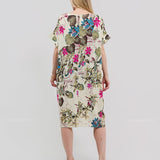 Robe Courte à Poches – Imprimé Floral Écru