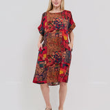 Robe Courte à Poches – Imprimé Patchwork Rouge