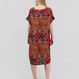 Robe Courte à Poches – Imprimé Patchwork Rouge
