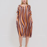 Robe Courte à Poches – Rayures Orange & Noir