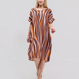 Robe Courte à Poches – Rayures Orange & Noir