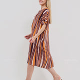 Robe Courte à Poches – Rayures Orange & Noir