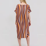 Robe Courte à Poches – Rayures Orange & Noir