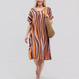 Robe Courte à Poches – Rayures Orange & Noir