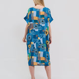 Robe Courte à Poches – Imprimé Patchwork Tournesol