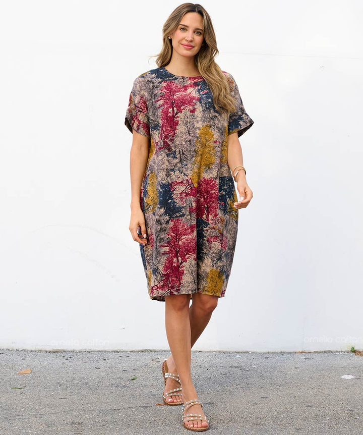 Robe Courte à Poches – Imprimé Tie-Dye Multicolore