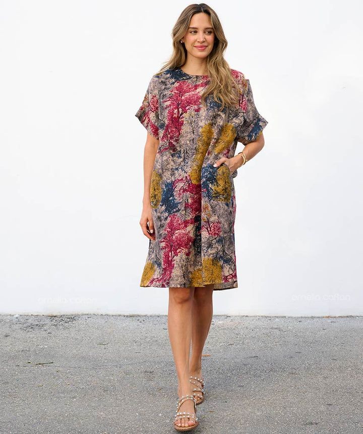Robe Courte à Poches – Imprimé Tie-Dye Multicolore