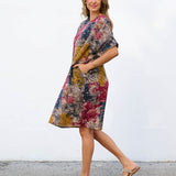 Robe Courte à Poches – Imprimé Tie-Dye Multicolore