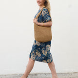 Robe Courte à Poches – Imprimé Floral Bleu Marine