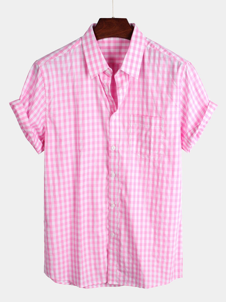 Chemise décontractée en coton à carreaux pour hommes