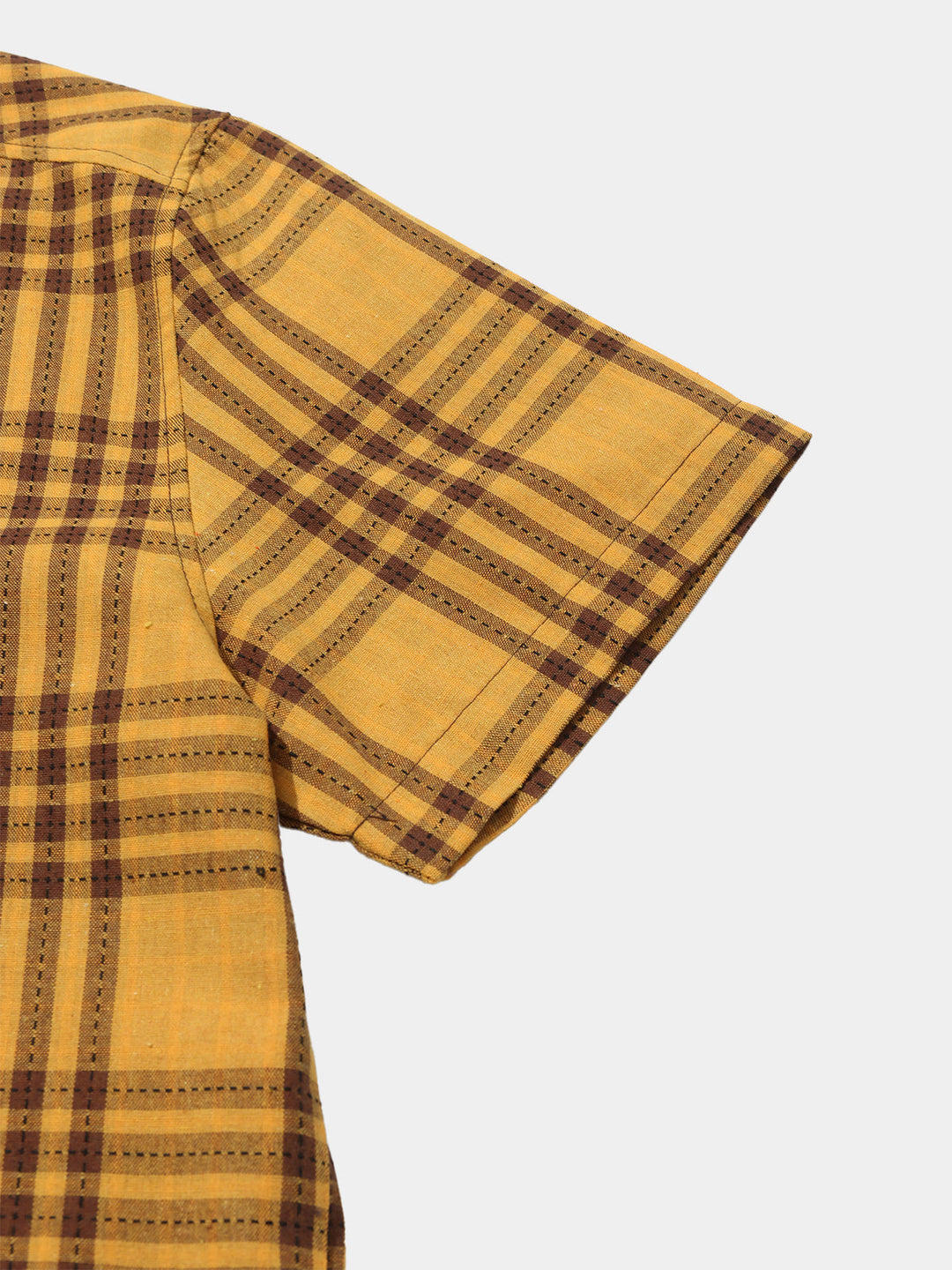 Chemise Homme Décontractée à Carreaux Jaune Sans Manches