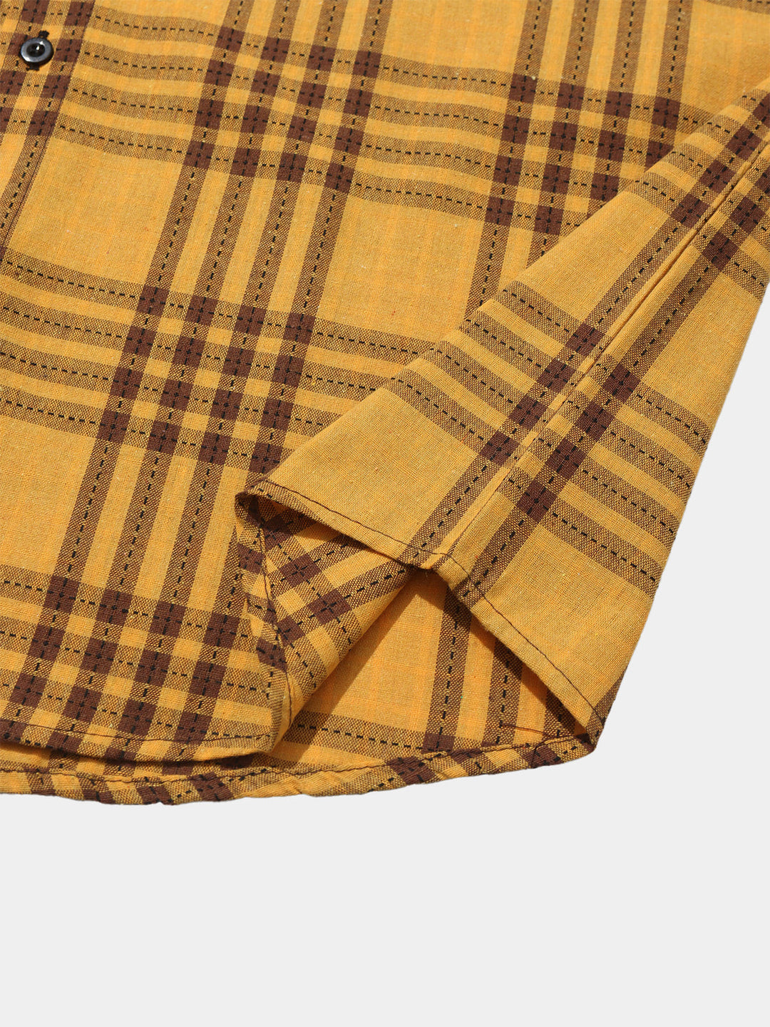 Chemise Homme Décontractée à Carreaux Jaune Sans Manches