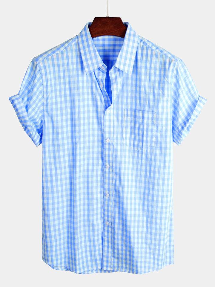 Chemise décontractée en coton à carreaux pour hommes