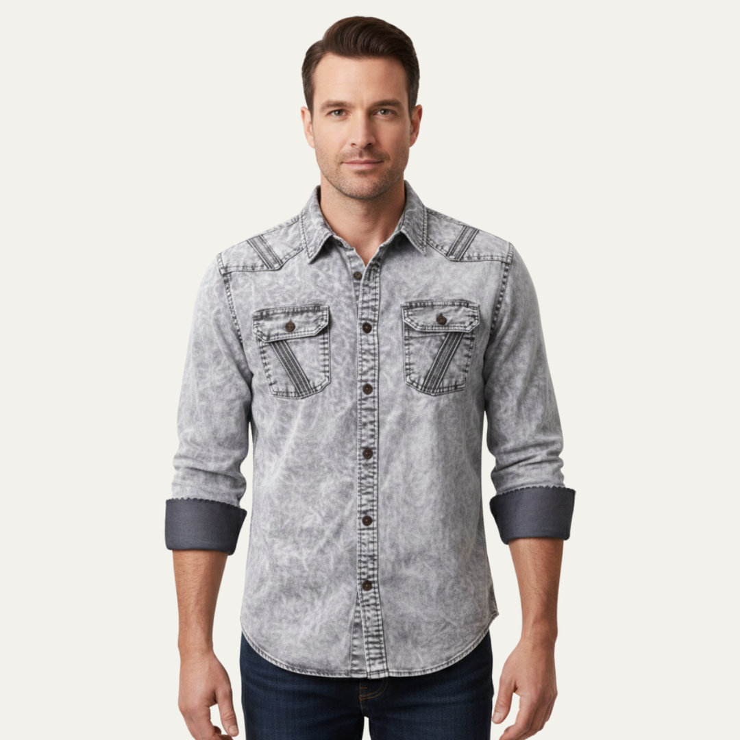 La Chemise en Jean Vintage à Boutons pour Hommes Windcrest