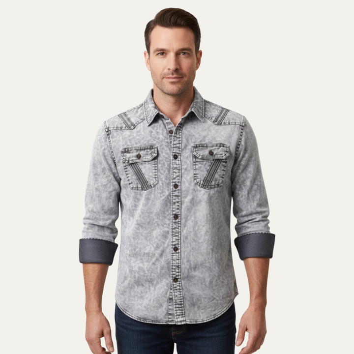 La Chemise en Jean Vintage à Boutons pour Hommes Windcrest
