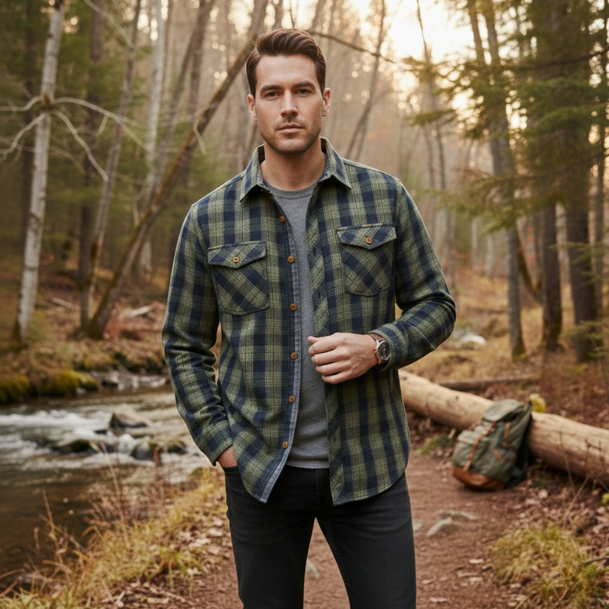 La Chemise Veste en Denim à Carreaux Vintage pour Homme Hawthorne Creek