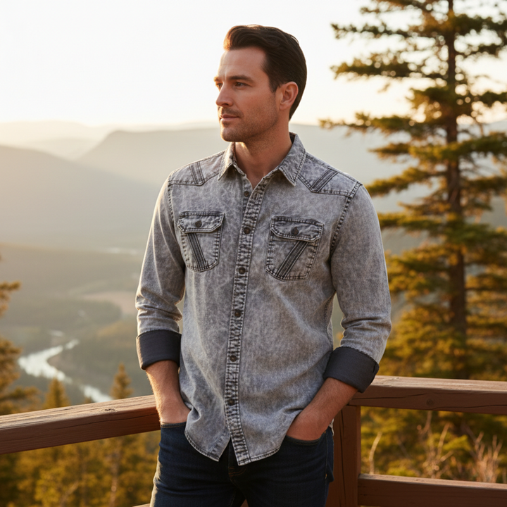 La Chemise en Jean Vintage à Boutons pour Hommes Windcrest
