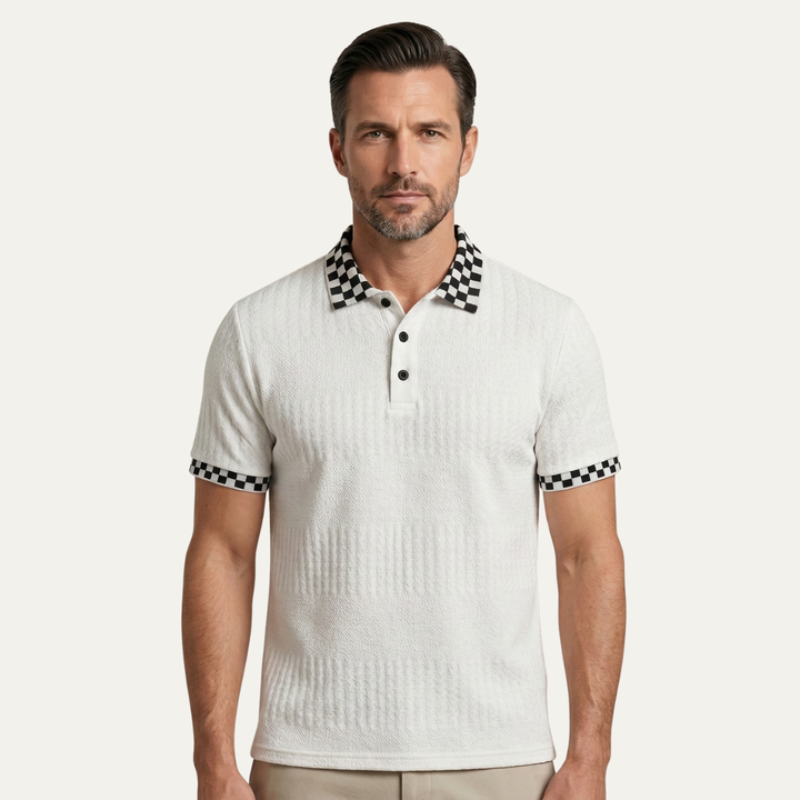 La chemise polo en tricot texturé pour hommes Glenwater avec col à carreaux