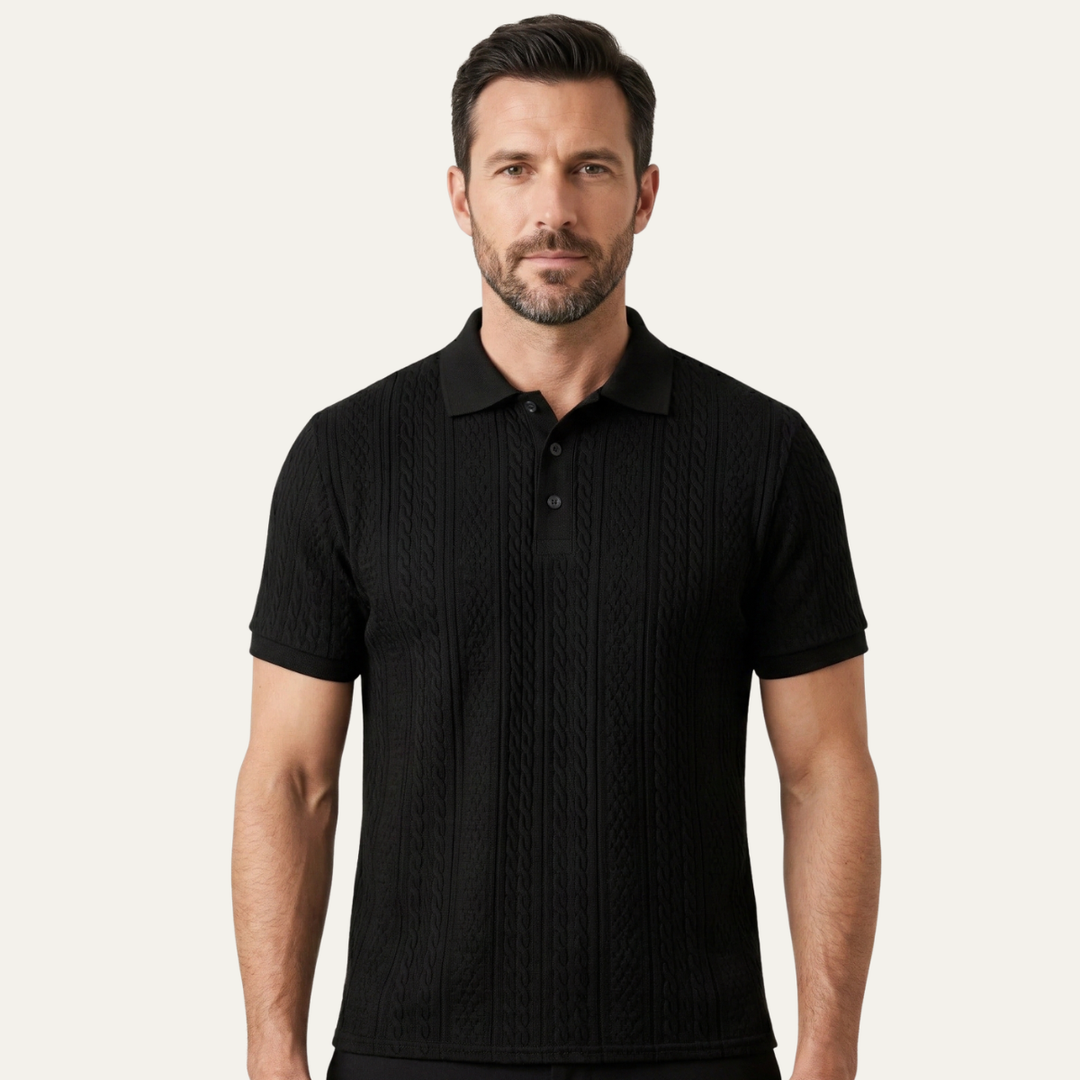 Le polo décontracté texturé pour homme Stonebrook Ridge – Noir