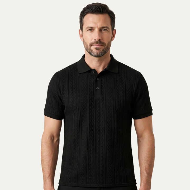 Le polo décontracté texturé pour homme Stonebrook Ridge – Noir
