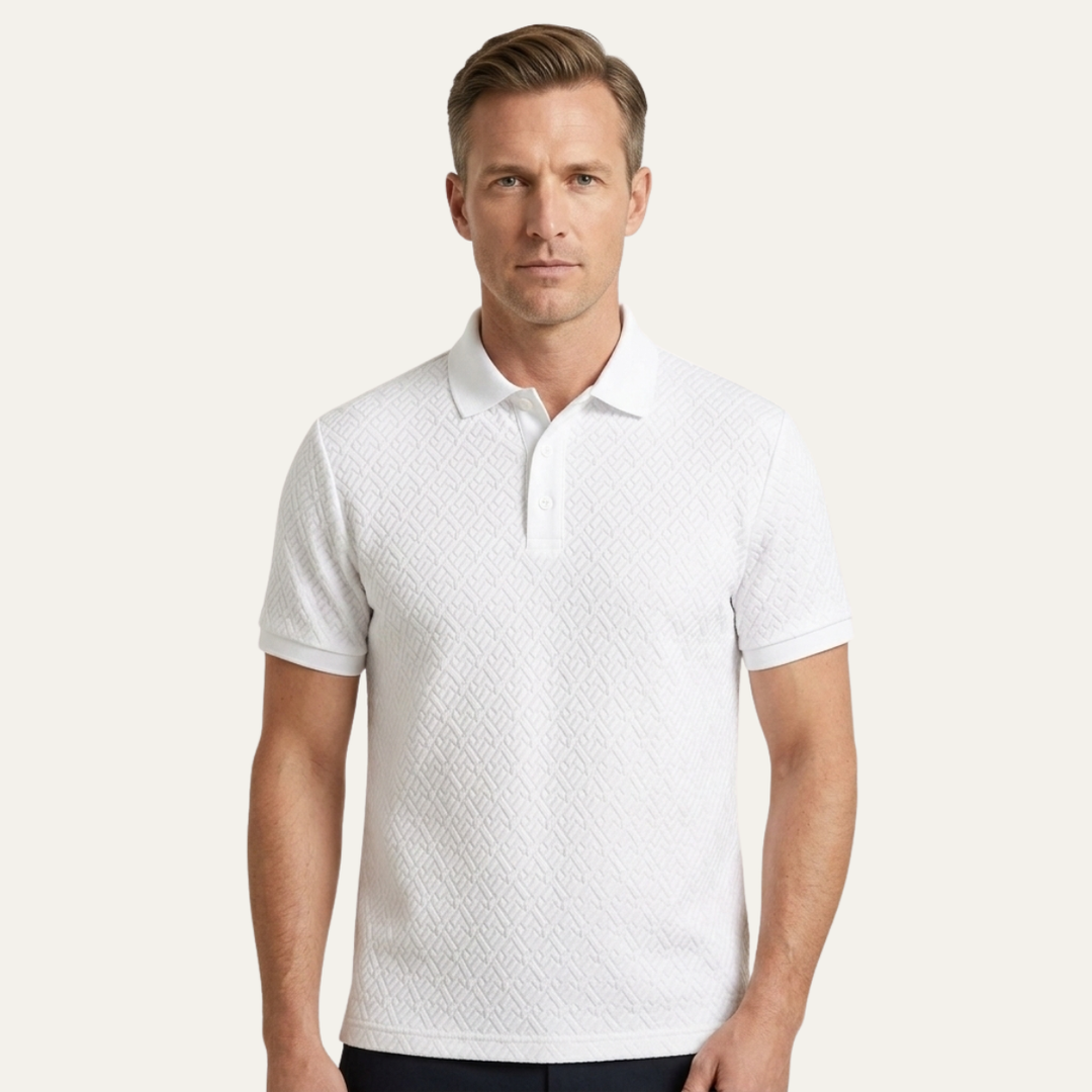 Le polo élégant texturé blanc pour homme de Willowcrest Hill