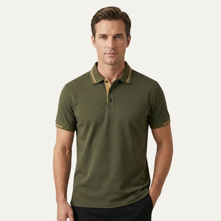 Le polo pour homme Meadowcrest Ridge avec bord contrasté – Vert armée