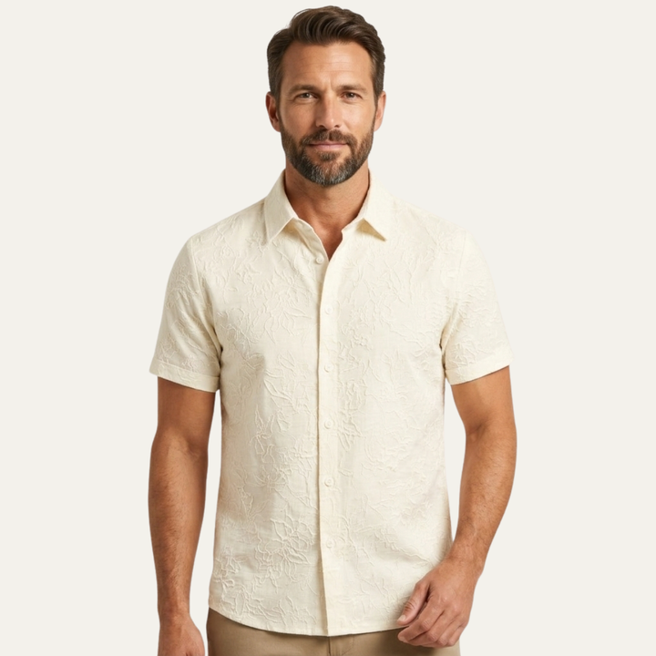 La Chemise Boutonnée Texturée Ivoire pour Homme Silverbrook Hill