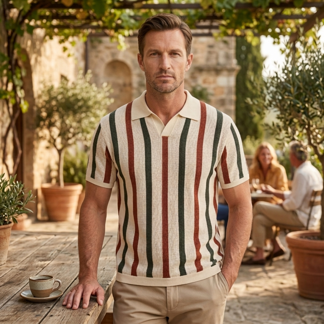 Le Polo Tricot Vintage Rayé pour Hommes Pinecrest Hill