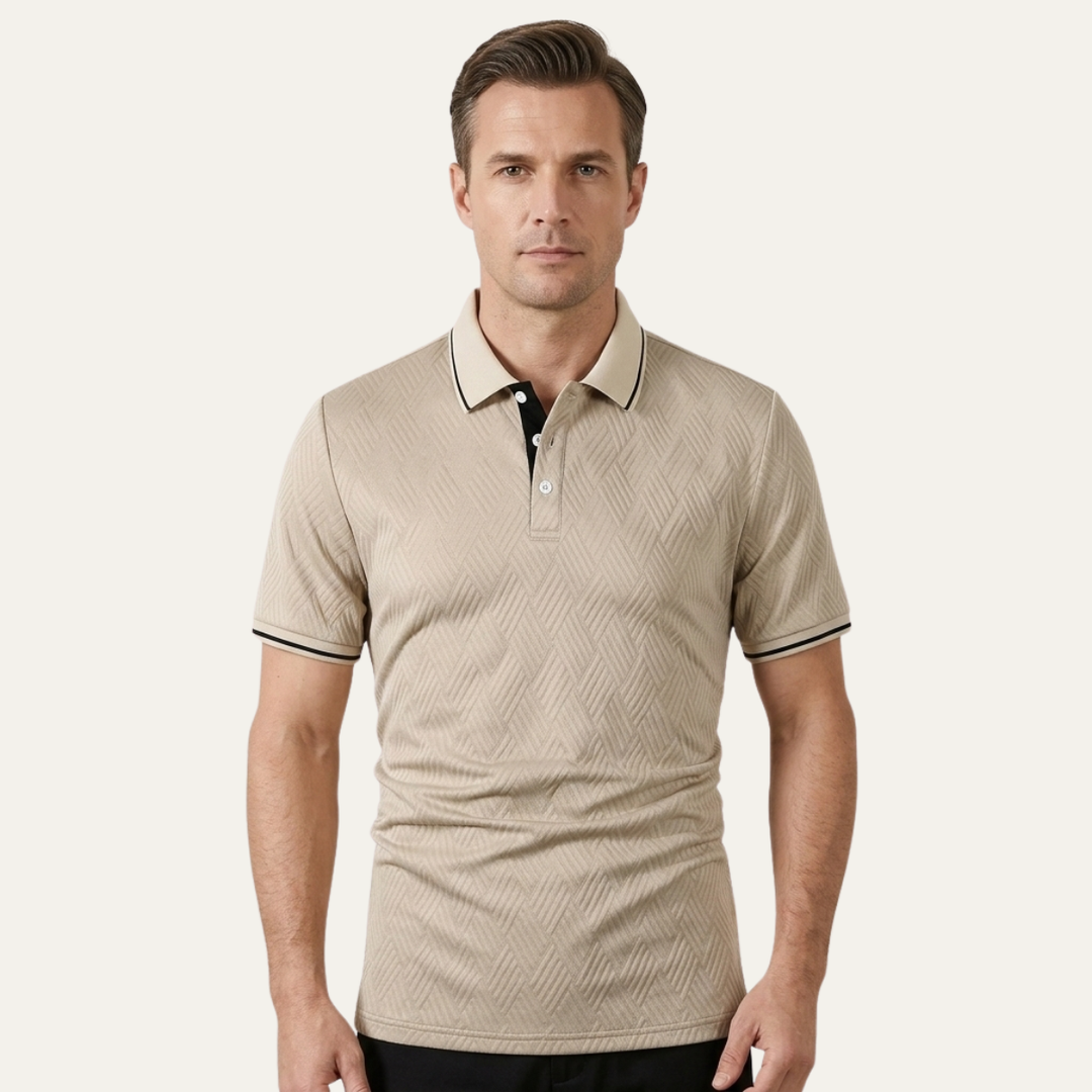 La Chemise Polo Élégante Texturée Abricot pour Homme Maplefall