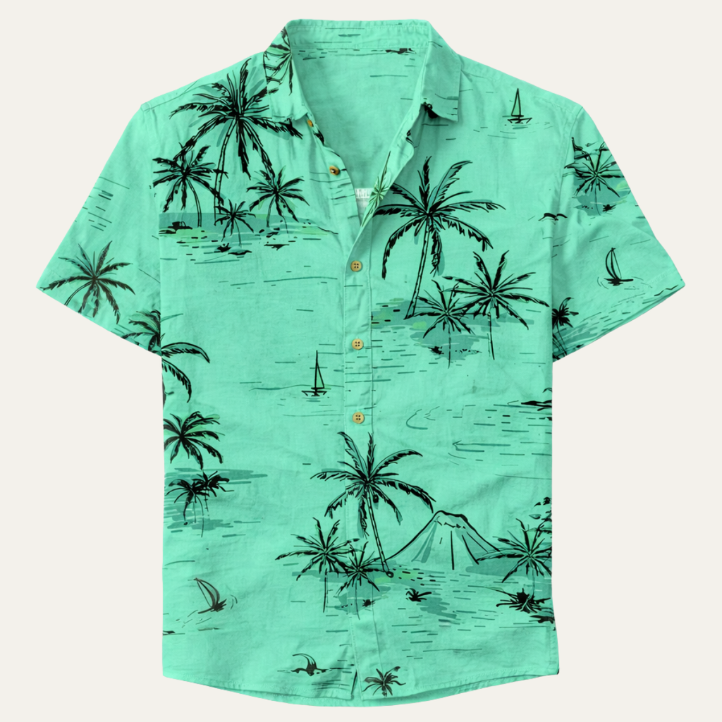 La Chemise de Plage Hawaïenne pour Hommes à Imprimé de Noix de Coco Tropicales Intemporelles de Glencrest Park