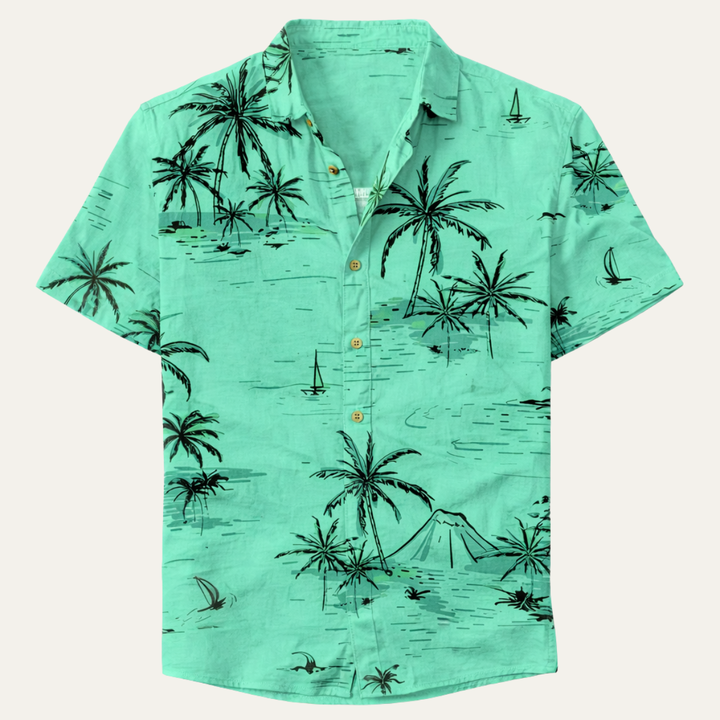 La Chemise de Plage Hawaïenne pour Hommes à Imprimé de Noix de Coco Tropicales Intemporelles de Glencrest Park