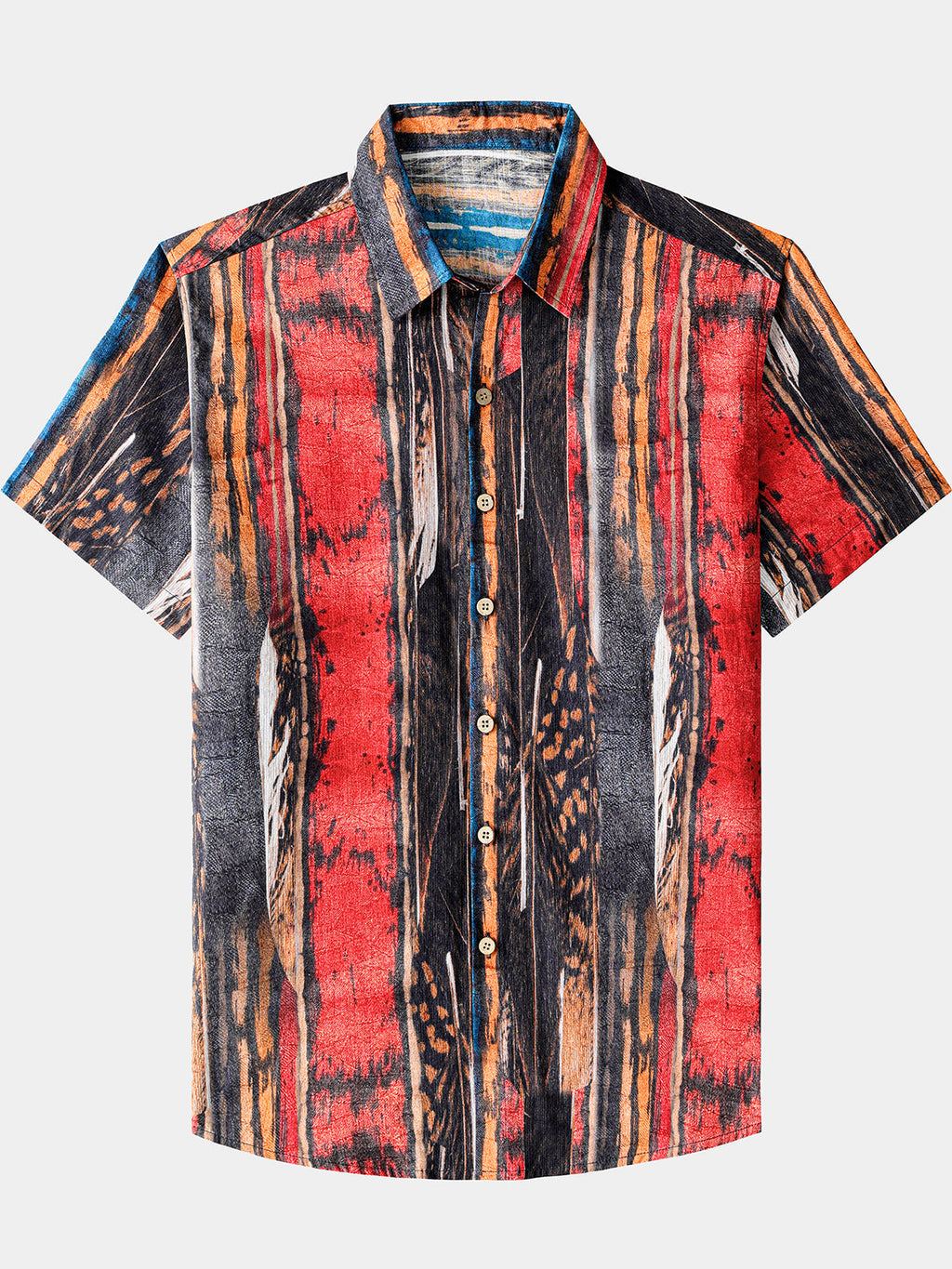 Chemise Vintage Homme Motif Abstrait Coton Texturé Style Plage