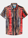 Chemise Vintage Homme Motif Abstrait Coton Texturé Style Plage