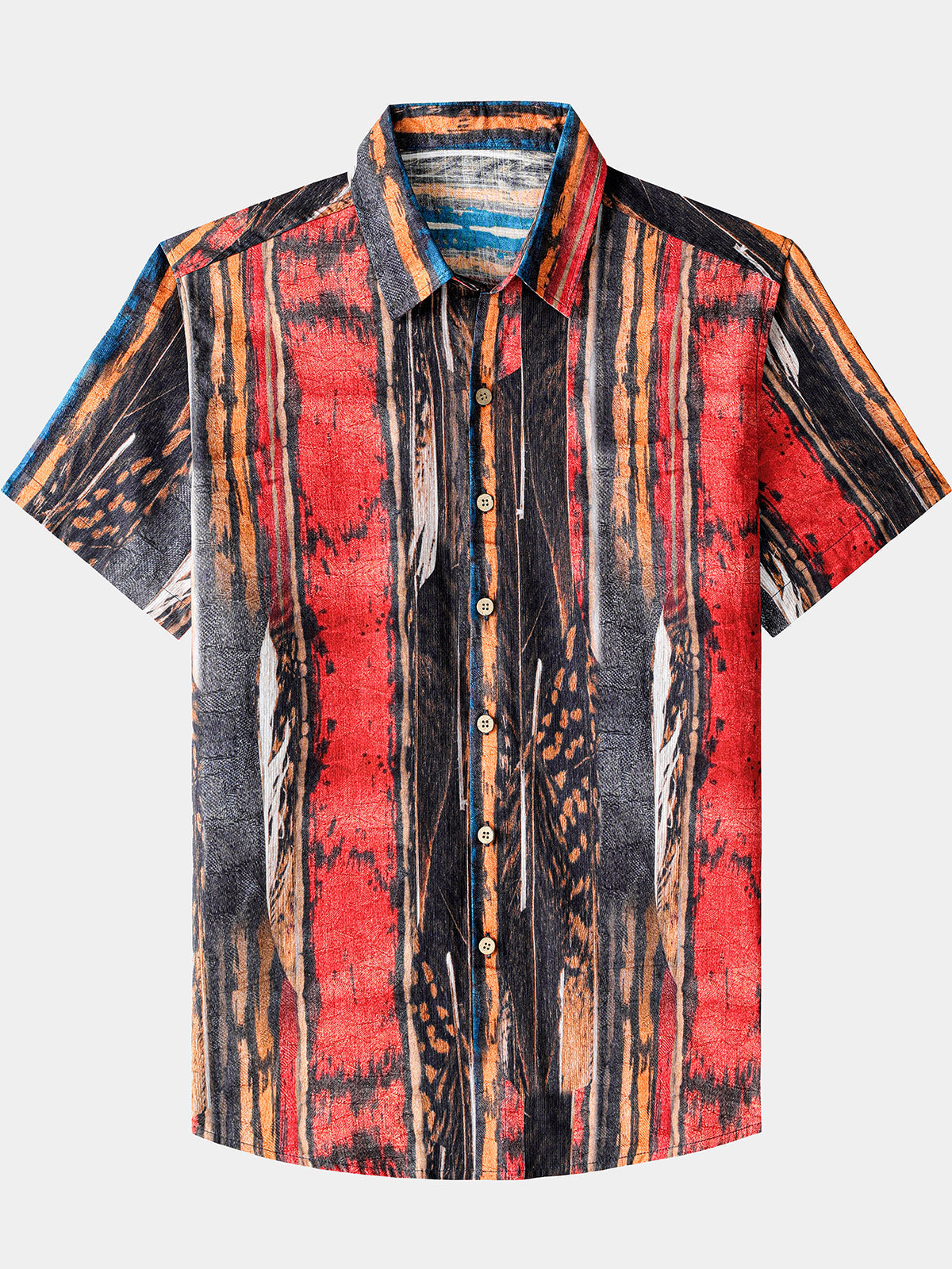 Chemise Vintage Homme Motif Abstrait Coton Texturé Style Plage