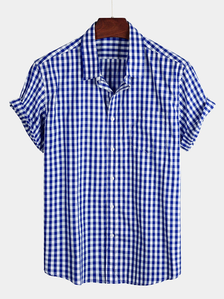 Chemise décontractée en coton à carreaux pour hommes