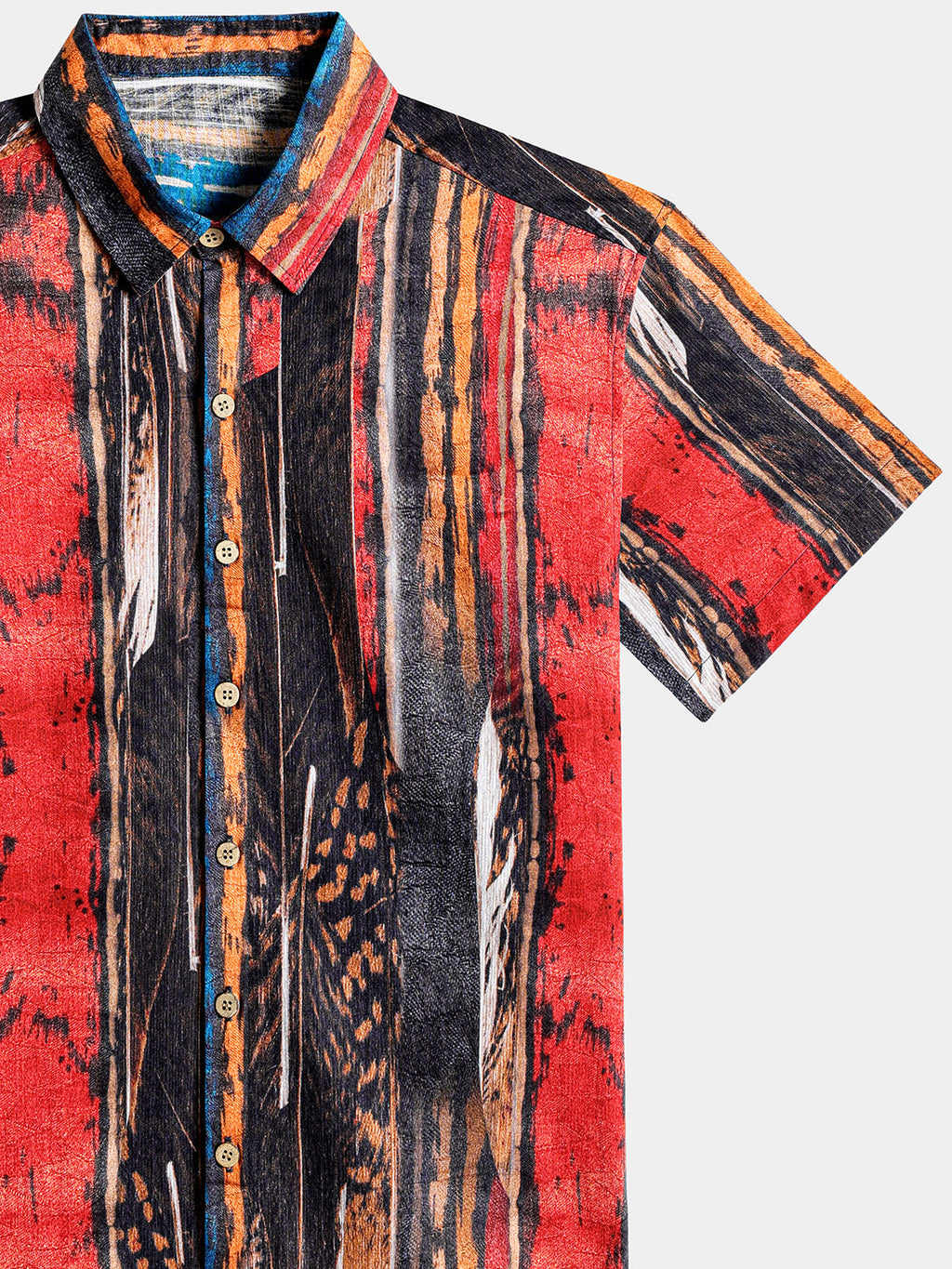 Chemise Vintage Homme Motif Abstrait Coton Texturé Style Plage