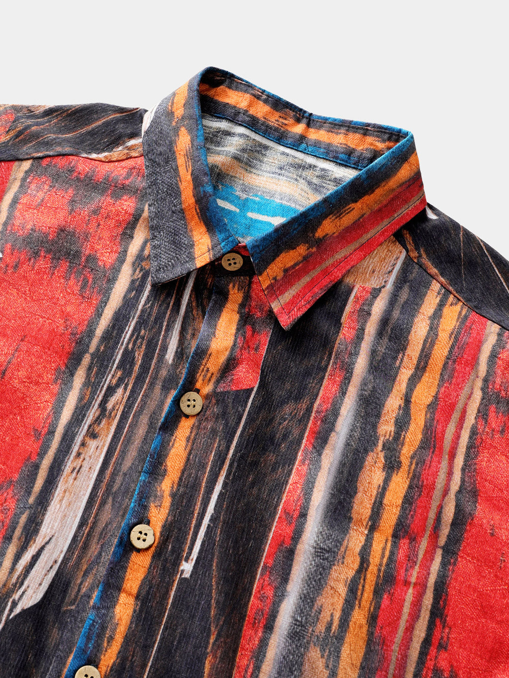 Chemise Vintage Homme Motif Abstrait Coton Texturé Style Plage