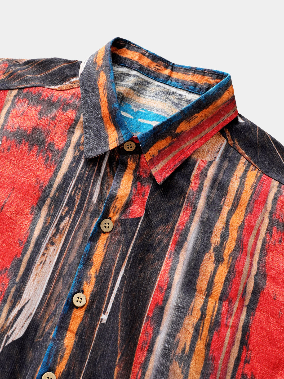 Chemise Vintage Homme Motif Abstrait Coton Texturé Style Plage