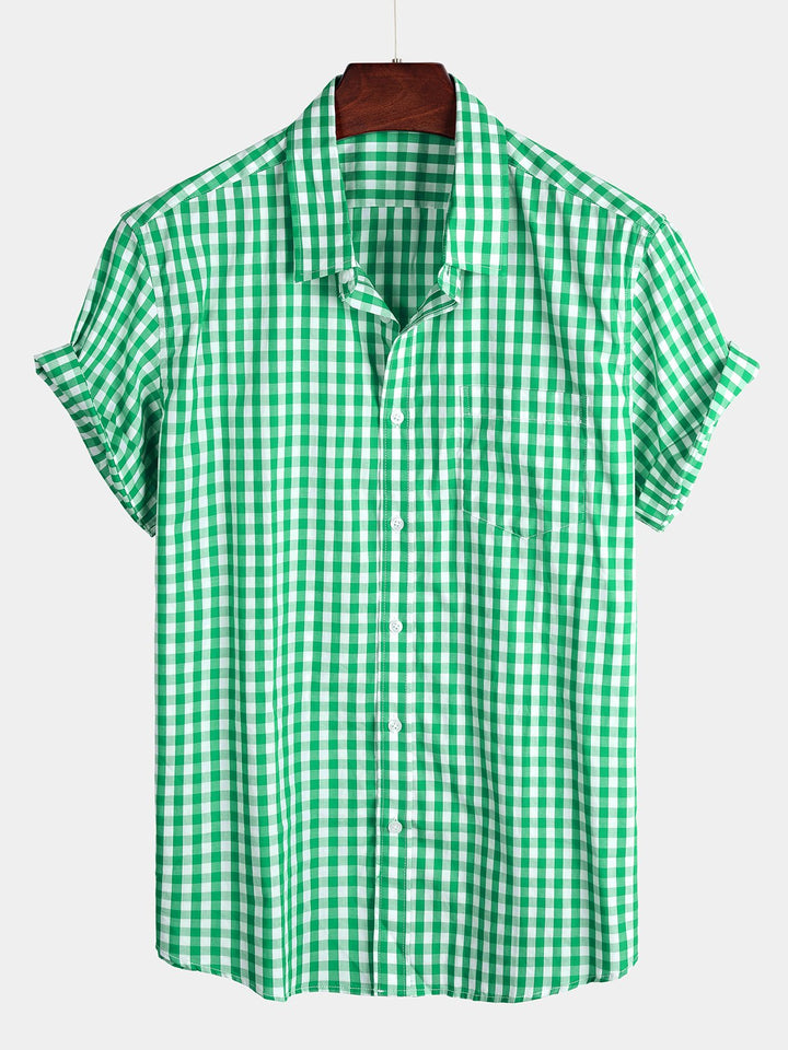 Chemise décontractée en coton à carreaux pour hommes