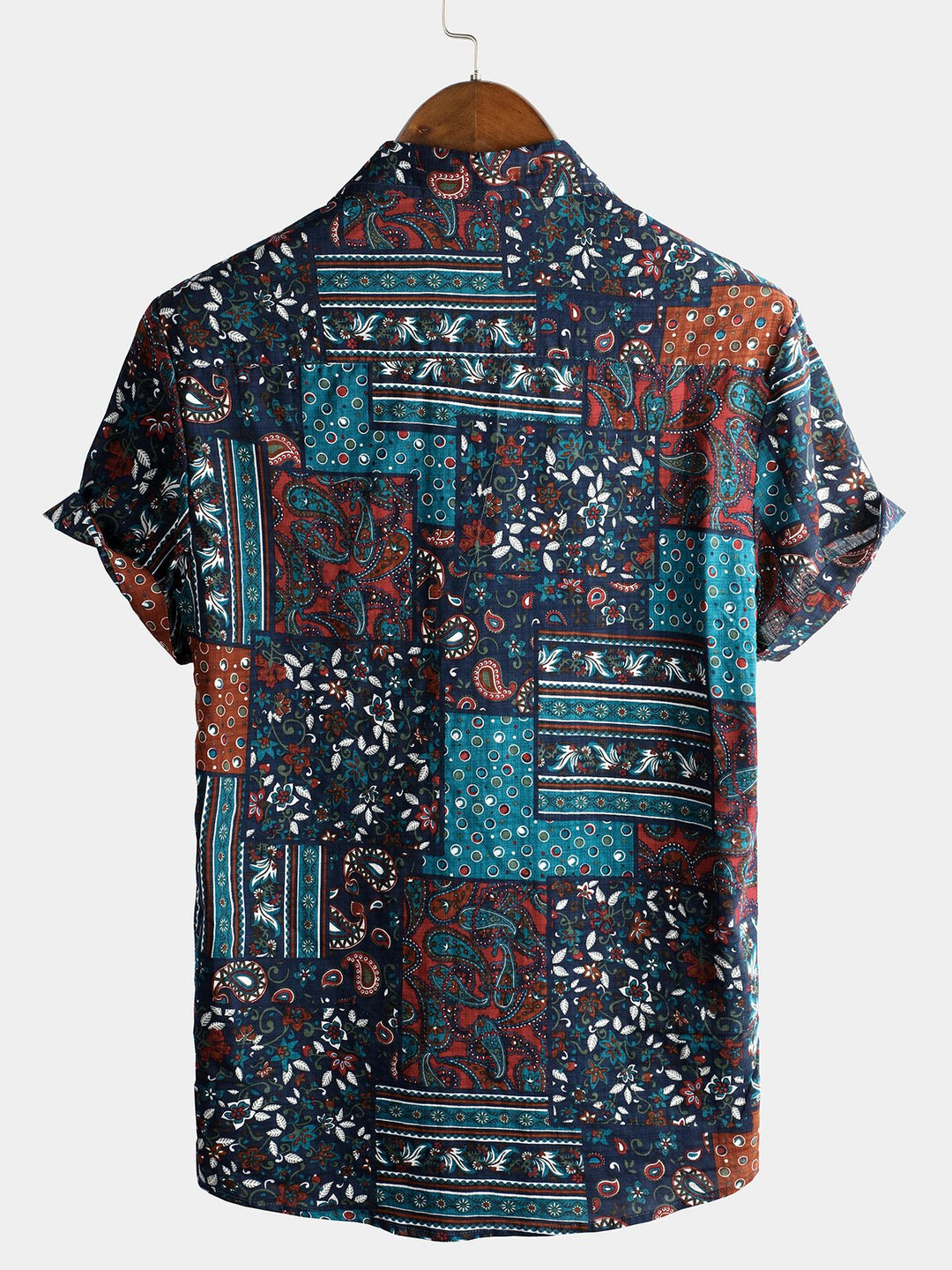 Chemise décontractée à manches courtes en coton vintage pour hommes