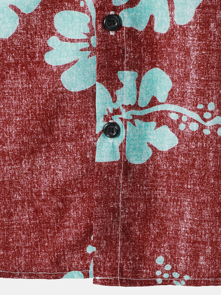 Chemises hawaïennes décontractées à imprimé floral pour hommes avec poche