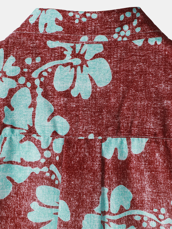 Chemises hawaïennes décontractées à imprimé floral pour hommes avec poche