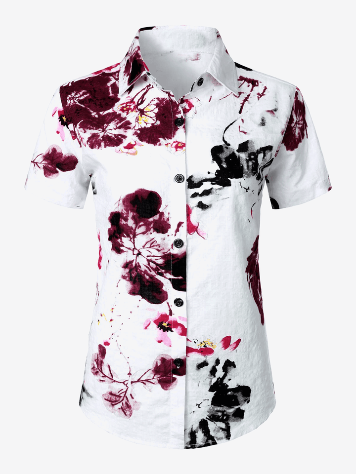 Chemisier imprimé Floral pour femmes, chemise hawaïenne en coton à manches courtes, chemise Aloha de plage et d&