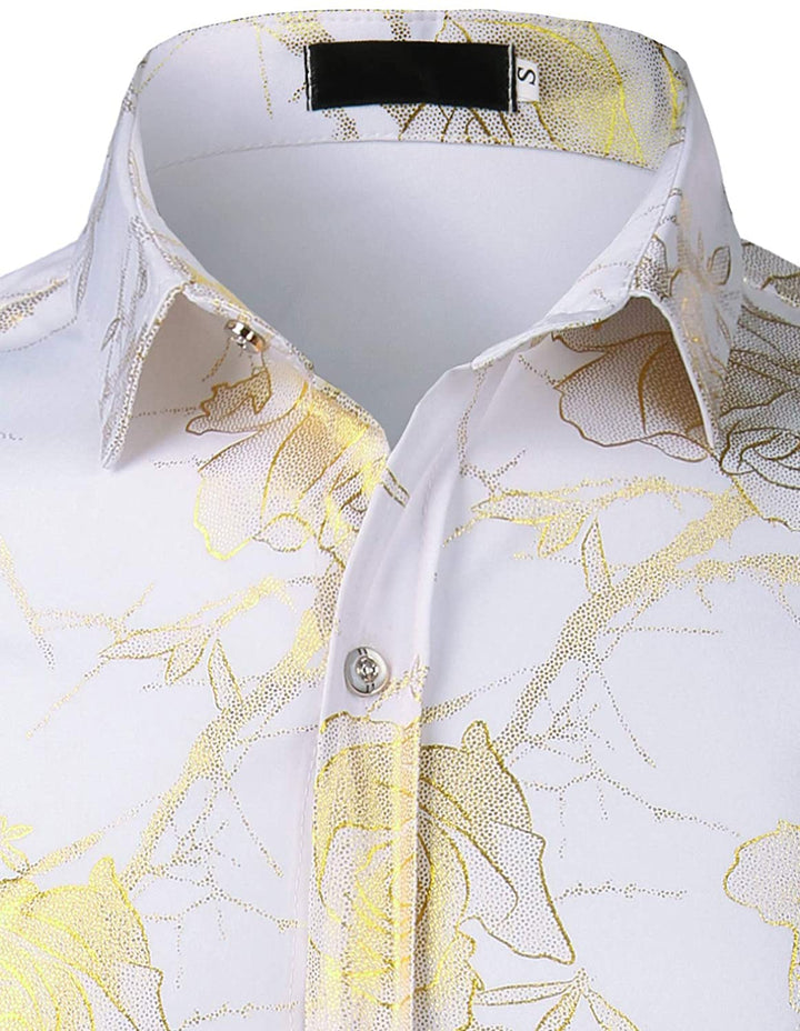 Chemise à manches longues à imprimé floral pour hommes