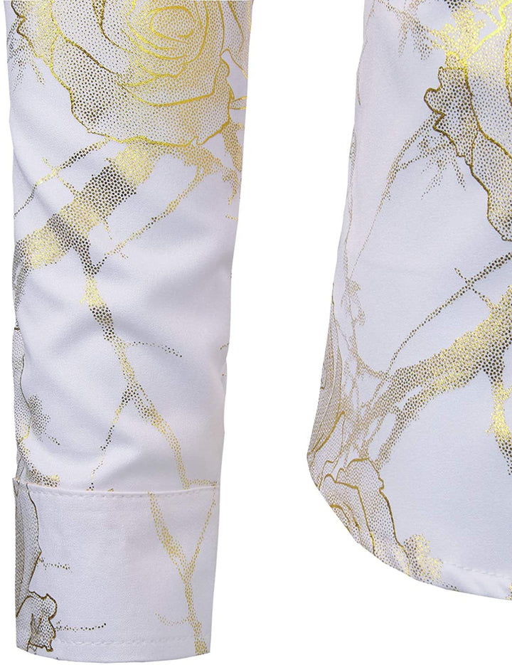 Chemise à manches longues à imprimé floral pour hommes