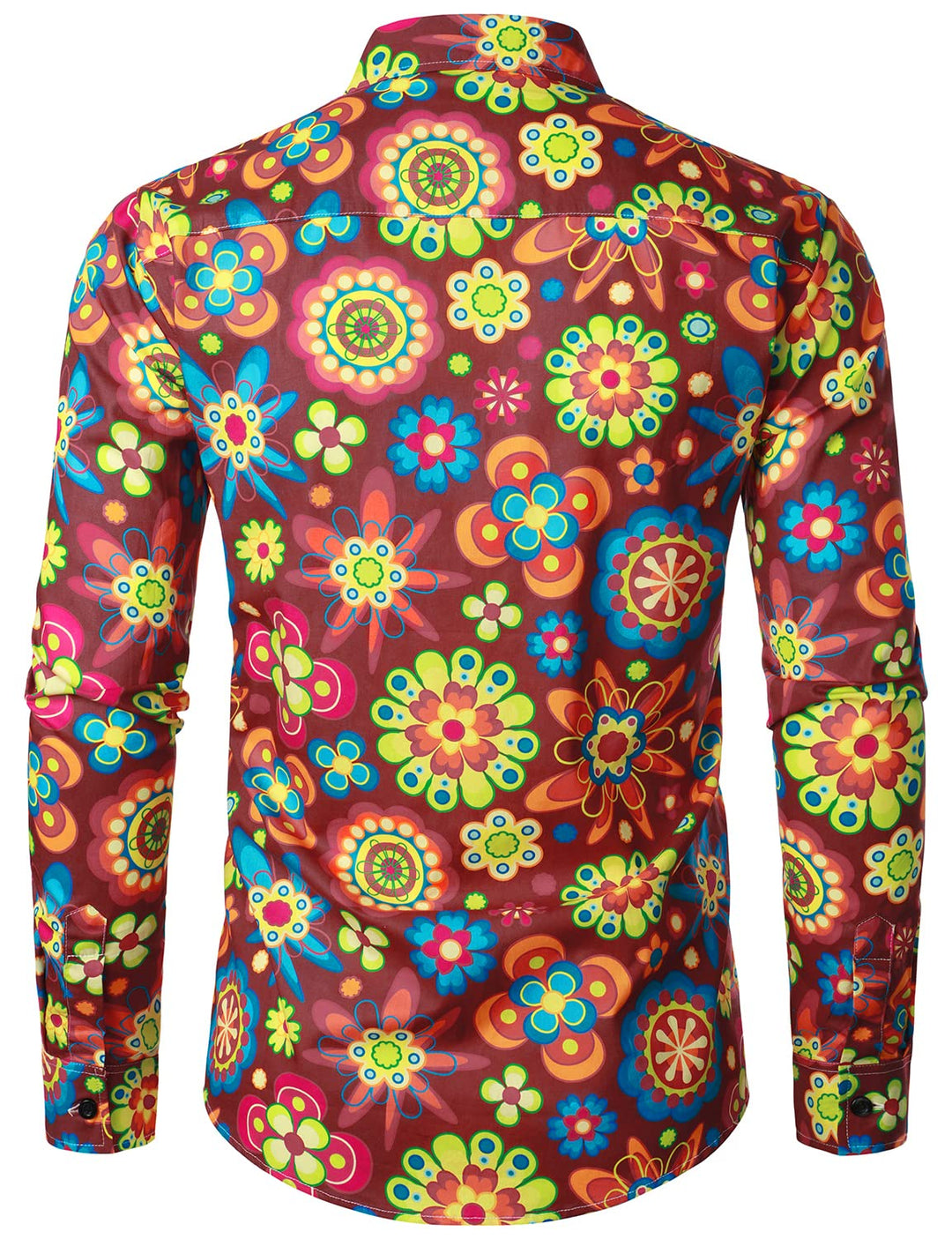 Chemise à manches longues boutonnée en coton à fleurs pour hommes