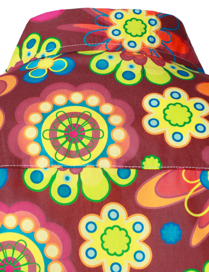 Chemise à manches longues boutonnée en coton à fleurs pour hommes